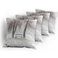 thumbnail image 5 of Ambesonne Winter Throw Pillow Cover 4 Pack, Bench Trees Snowflakes, 24", White Brown, 5 of 7