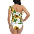 thumbnail image 5 of Uemuo Plump Sunflower And Sketch Print Women's One Piece Swimsuit Asymmetrical Neck Bathing Suit One Shoulder Side Cutout Ruffle Swimwear-Large, 5 of 6