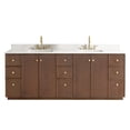 thumbnail image 3 of Oza 84" Bath Vanity in Aged Dark Brown Oak with Fish Maw White Quartz Stone Top, 3 of 17
