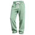 thumbnail image 7 of Wutalume Men's Solid Color Loose Fit Wide Leg Sweatpants, Casual Fashion Joggers with Elastic Waistband and Drawstring for Lounge, Streetwear, and Everyday Comfort,Green S, 7 of 7