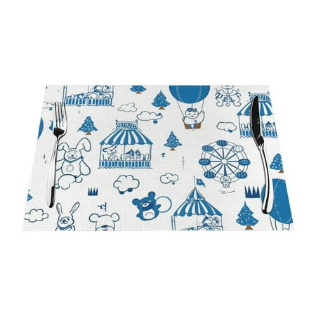 

Cartoon art mat heat-resistant dining table mat washable PVC table mat woven vinyl kitchen table mat indoor anti slip and anti fouling dining mat