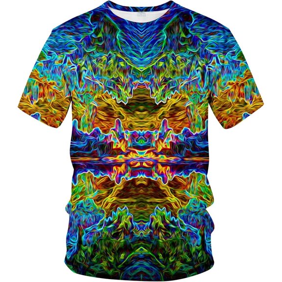 CROPD Unisex Fashion 3D Graphic Tshirt Trippy Psychedelic Summer Crewneck Tees