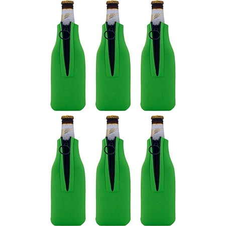 

Blank Soft Foam Zipper Beer Bottle Coolie (6 Pack Neon Green)
