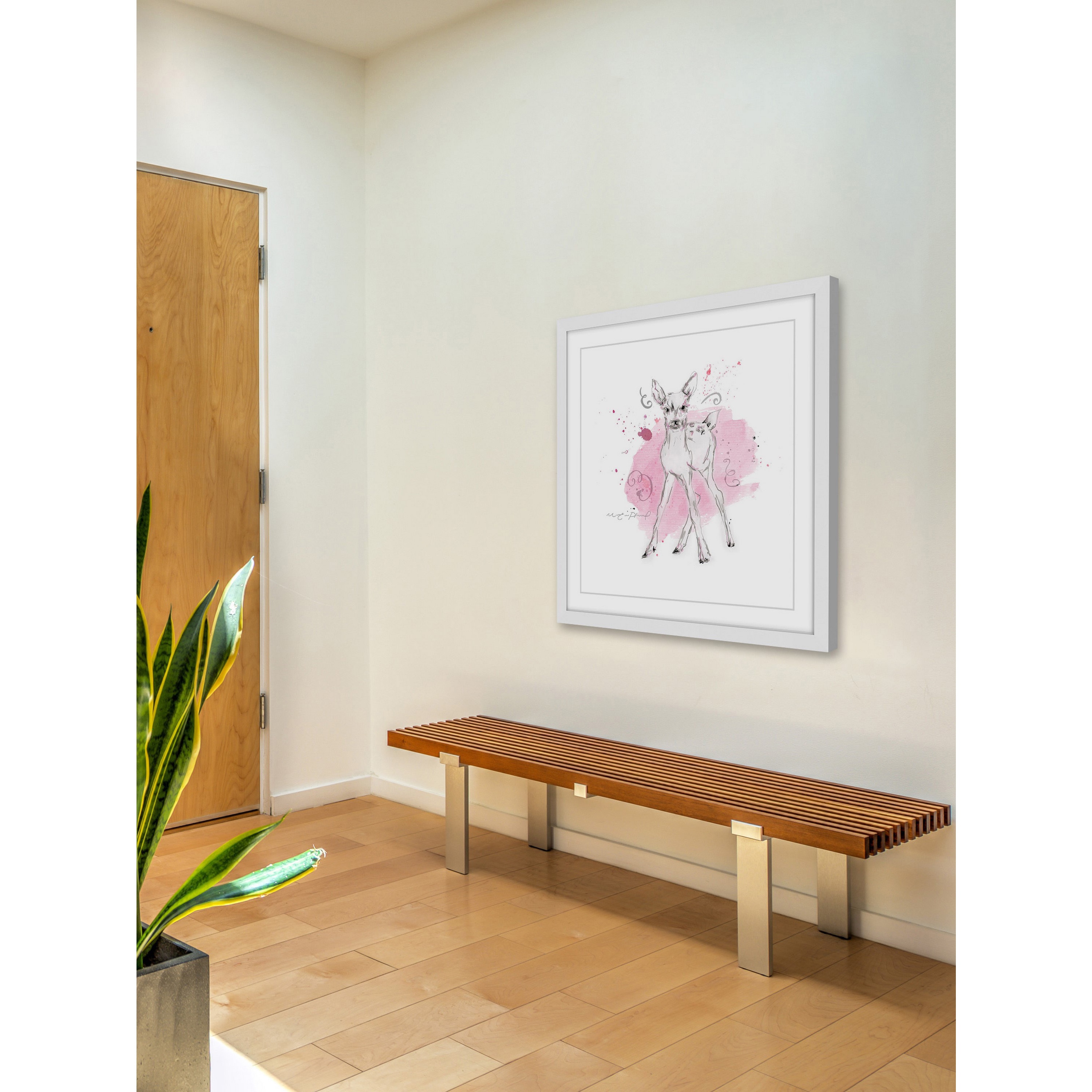 "Cerf Bebe" By Marie-Eve Pharand Framed Painting Art Print, 24.0" x 1.5"