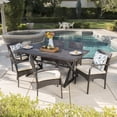 thumbnail image 2 of GDF Studio Ashwood Outdoor Aluminum and Wicker 7 Piece Dining Set with Cushion, Brown and Cream, 2 of 13