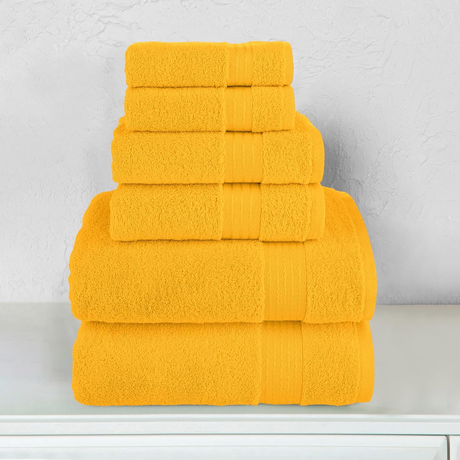 6-Piece Premium Towel Set, 2 Bath Towels, 2 Hand Towels, and 2 Wash Clothes, 600 GSM, Squash