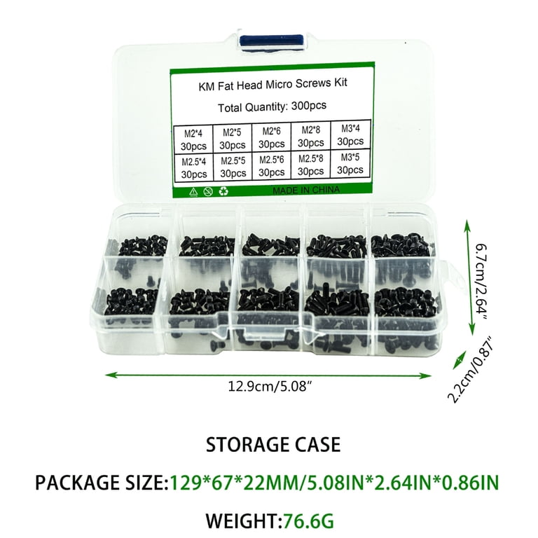 Glarks 1300-Piece Gold Tiny Wood Screws Set – 6 Sizes (2x5mm To 2.6x16mm), Self-Drilling Flat Cross Head, Carbon Steel, In Storage Box