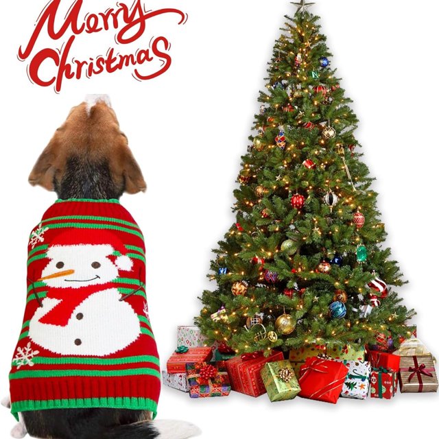 Suéter navideño para perro (2024), ropa de Acción de Gracias para perros, suéter navideño para perros, suéter de punto navideño de Papá Noel y muñeco de nieve para perros pequeños, medianos y grandes.