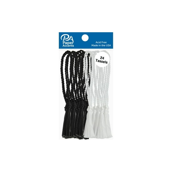 Paper Accents Tassels 24pc Black & White