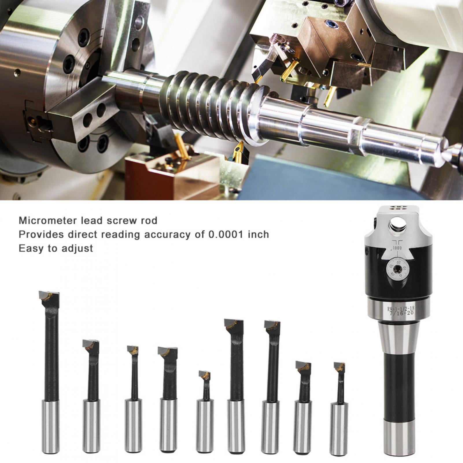 Boring Bar CNC Milling Tools Set Kit, 9 PCS 2 Boring Head R8 Shank 1/2 Inch Carbide Boring Head Tool Set Machine Accessories W/Carry Case