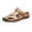 Khaki, variant on DTBPRQ Men's Summer Sandals Casual Closed Toe Leather Handmade Sandals Adjustable Fisherman Beach Sandals For Outdoor Walking Driving