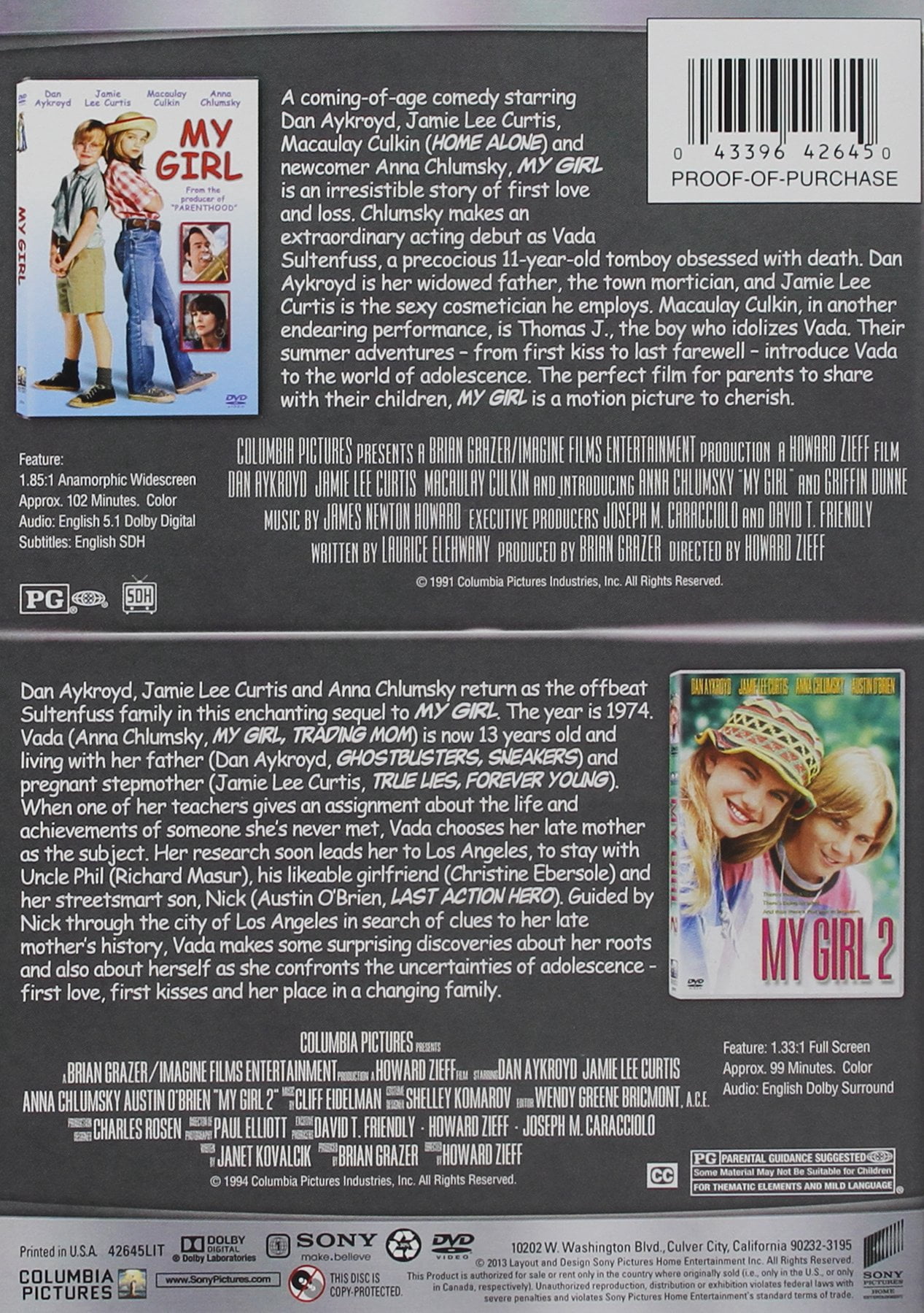 Sony Pictures - My Girl / My Girl 2 [DIGITAL VIDEO DISC] - Walmart.com
