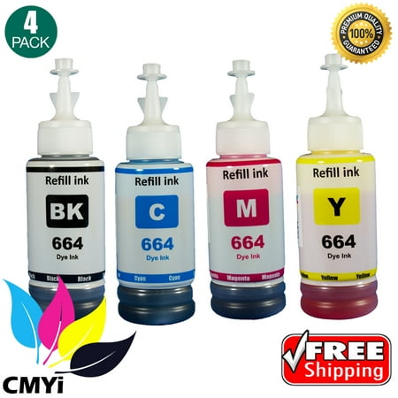 CMYi Compatible Epson 664 EcoTank Bottles: T664120 Black, T664220 Cyan, T664320 Magenta, T664420 Yellow
