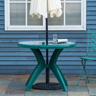cast aluminum patio umbrella base Oyezvary Elegant 42 lbs. Round Aluminum Patio Umbrella Base in Black with  Hand-Turn Knob, Rust-Resistant and UV-Resistant Resin 28CPH030069