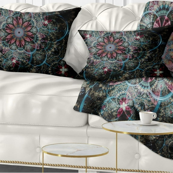 Designart 12" x 20" Blue Polyester Throw Pillow