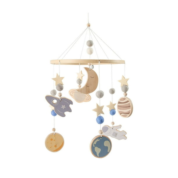 Sonajeros colgantes móviles para cuna de bebé, colgante de campana de cama, madera, cama de cuna para recién nacido, juguete colgante para decoración