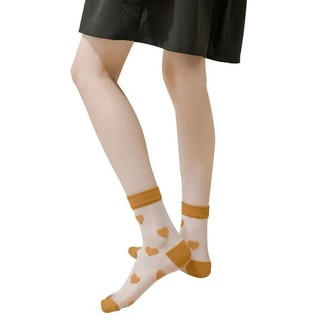 

Socks for Women 4Pairs Fashion Womens Ultra Thin Love Printing Transparent Tube Sockings No Show Socks Womens