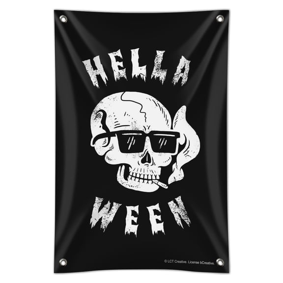 Hella Ween Halloween Hell Smoking Skull Funny Humor Home Business Office Sign