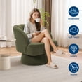 thumbnail image 3 of GARVEE 360° Swivel Barrel Chair,Modern Barrel Teddy Fabric Accent Chair with Curved Back,Plush Cushion & Armrests for Living Room, Bedroom,Green, 3 of 7