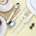 thumbnail image 3 of 4-Piece Set Stainless Steel Tableware with Pearl Handle – Steak Knife, Fork, Dessert Spoon, Tea Spoon – Unique & Modern Design for Formal Dining, Parties, Banquets & More, 3 of 6