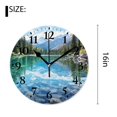 thumbnail image 2 of 16 Inch Wall Clock Battery Operated Silent Clock Decorative for Office, Kitchen, Outdoor, Living Room，Nature Scene Red Peaks Over Calm High Mountain Lake Multicolor, 2 of 4