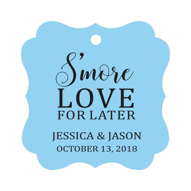 Darling Souvenir S'More Love For Later Tag Cadeau Personnalisé Fancy Hang Tags -Baby Blue-50 Tags