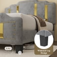 thumbnail image 6 of Full Size Velvet Bed Frame with Adjustable Headboard, Upholstered Platform Bed with Charging Station, Solid Wood Slat Support, Easy to Assemble, Gray, 6 of 12