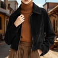 thumbnail image 2 of GUACER Womens Zip Up Short Jackets Fashion Suede Collared Long Sleeve Tops Vintage Fall Winter Casual Crop Coat, 2 of 8
