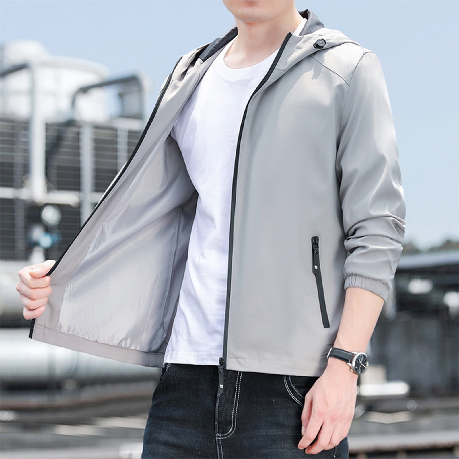 LEEy-world Jackets for Men Men Men's Lightweight Jacket