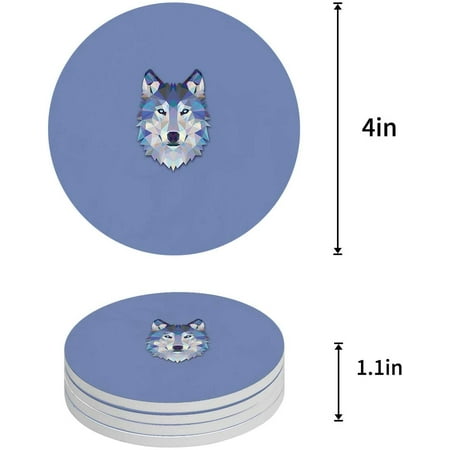 

ZHANZZK Wolf Set of 4 Round Coaster for Drinks Absorbent Ceramic Stone Coasters Cup Mat with Cork Base for Home Kitchen Room Coffee Table Bar Decor