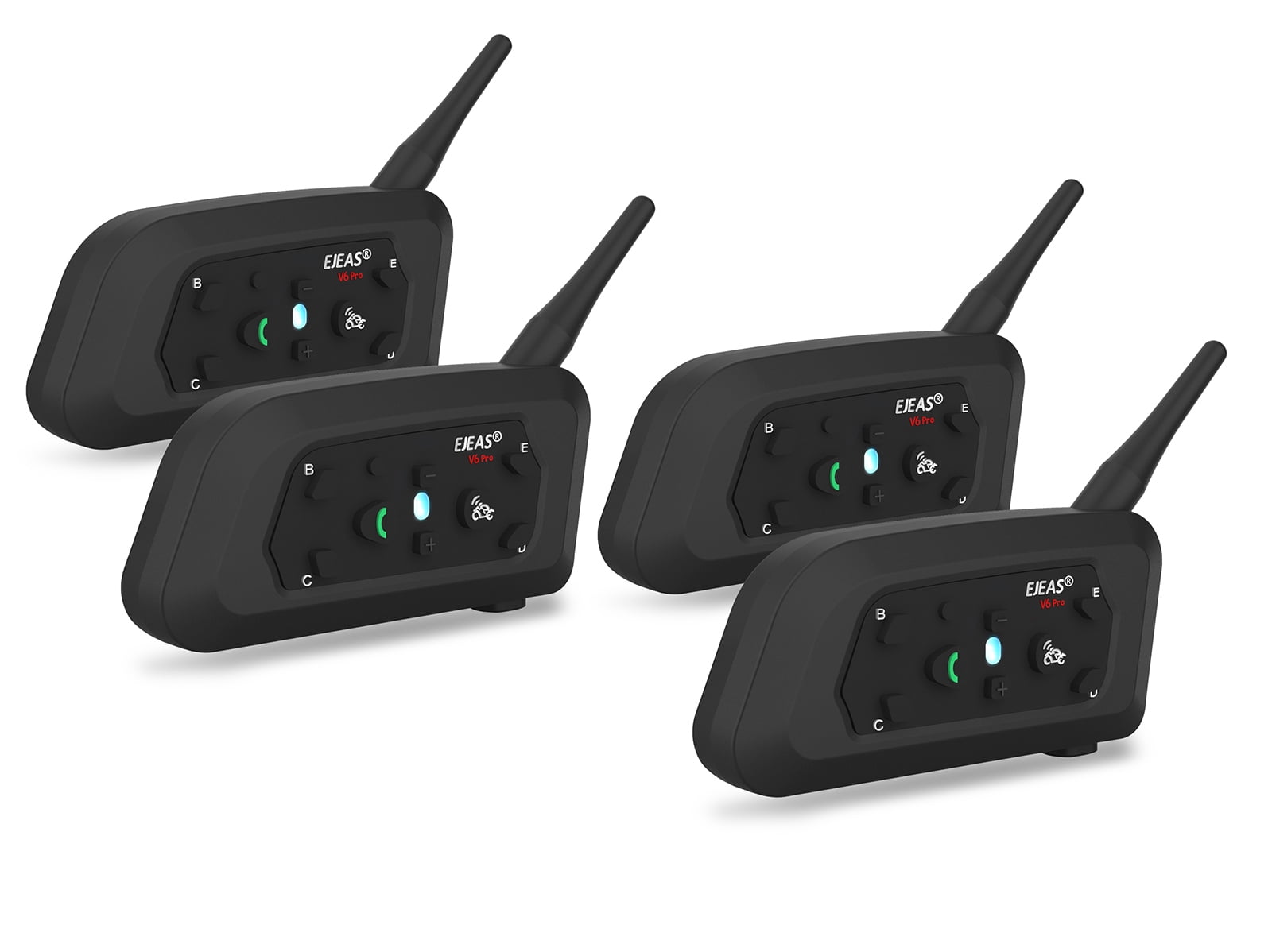 4Pc EJEAS Motorcycle Helmet Bluetooth Headsets V6Pro 2-Way 1200M Motorbike Intercoms Communication System for Ski/ATV/Dirt Motorbike/Off Road