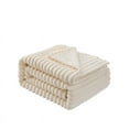 thumbnail image 5 of Striped Plush Faux Fur Throw Blanket, 620GSM Super Soft Fuzzy Blanket Warm Thick Cozy Throws Milky Fluffy Blankets for Sofa Couch Bed Living Room, 54x72 inches, Ivory White, 5 of 5
