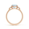 thumbnail image 2 of ANGARA Natural Cushion 1.4 ct Aquamarine & Diamond Three Stone Engagement Ring in 14K Rose Gold for Women (Size-7mm) | March Birthstone, Anniversary, Jewelry Gift for Women | Natural Aquamarine Ring, 2 of 9