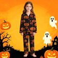 thumbnail image 2 of CAIVO Kids 2 Piece Pajama Sets Girls Halloween Lapel Long Sleeve Button Down Shirt With Pants Casual Loungewear Sleepwear Homewear, 2 of 4