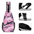 thumbnail image 3 of Full Print Chest Bag 8×15in Outer Large Bag On Both Sides Of Mesh Bag Inside Pocket Design Sponge Pad Shoulder Strap Texture Military Camouflage Pattern Abstract Pink_3, 3 of 8