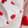 thumbnail image 6 of YWDJ Valentines 3-18 Months Old Valentines Day Love Printed Bodysuit Spring Summer Round Neck Long Sleeve Ruffled Love Bow Bodysuit Set Bow Hairband White 6 Months, 6 of 9