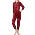 thumbnail image 2 of SofiePJ, Women's, Fleece Zip Up Hoodie Onesie Pajamas , Black Red, M, 2 of 3