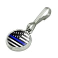 thumbnail image 2 of Thin Blue Line American Flag Antiqued Charm Clothes Purse Suitcase Backpack Zipper Pull Aid, 2 of 3