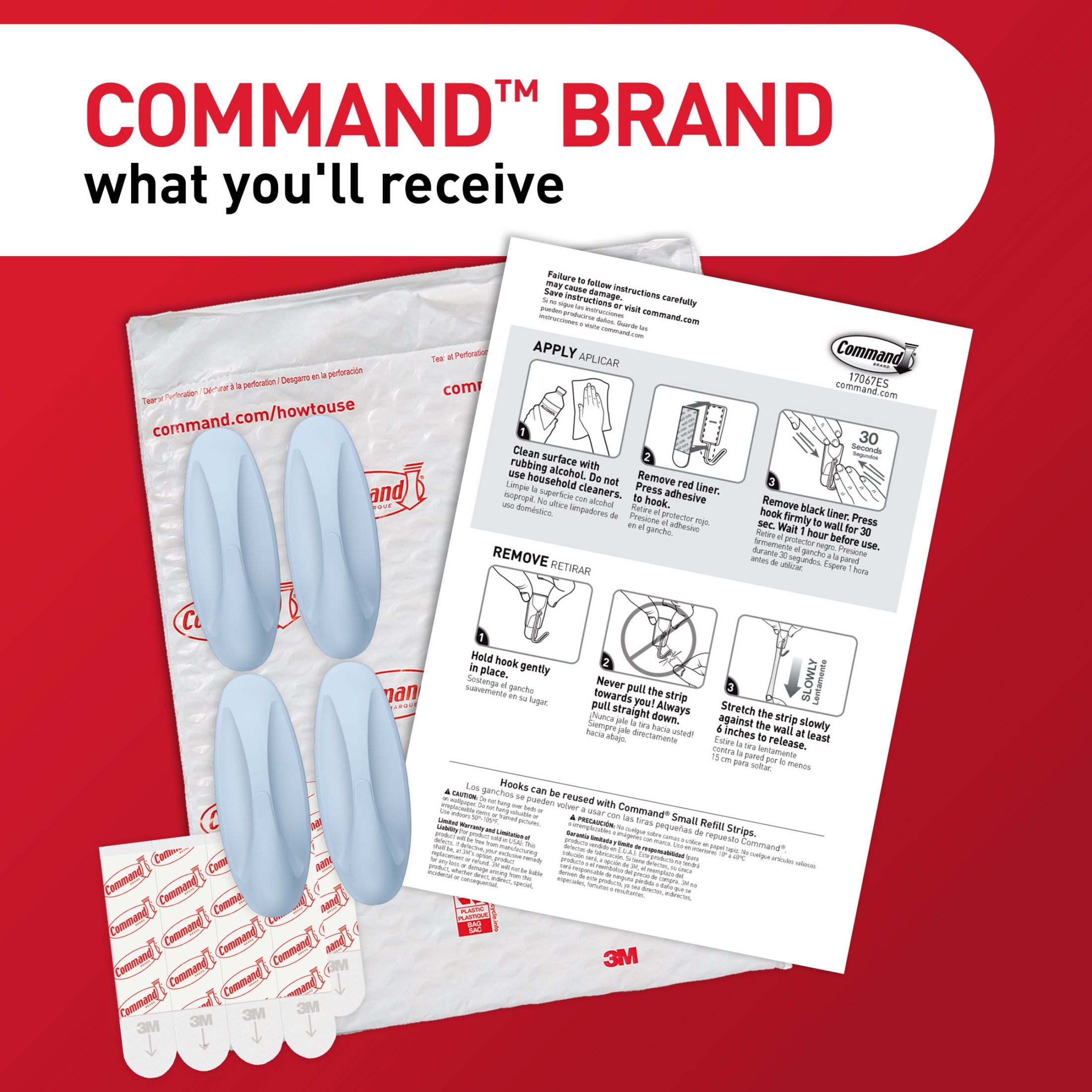 Command Medium Designer Hooks, Sky, Holds 3 lbs, 9 Hooks, 12 Adhesive Strips