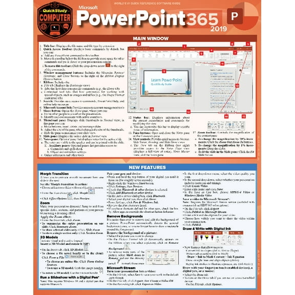 Microsoft PowerPoint 365 - 2019 : a QuickStudy Laminated Software Reference Guide (Edition 1) (Other)
