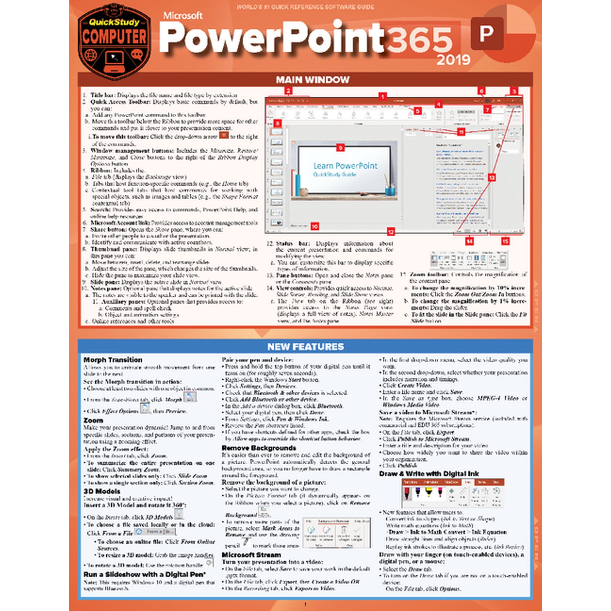 Microsoft PowerPoint 365 - 2019 : a QuickStudy Laminated Software Reference Guide (Edition 1) (Other)