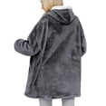 thumbnail image 3 of Wearable Sherpa Blanket Hoodie with Pocket, Double-Sided Plush & Flannel, Oversized Hood, 3 of 19