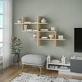 thumbnail image 3 of Ada Home Decor Furniture 59" 3 Tier Oak Warren Modern Wall Shelf, 3 of 7
