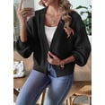 thumbnail image 6 of Womens Cardigan Sweaters Trendy Open Front Long Lantern Sleeve Chunky Knit Sweater Black L, 6 of 8