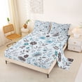thumbnail image 2 of Homewish Vintage Bohemian Flowers Queen Sheets,Blue Boho Plants Queen Sheet Sets,4pcs,1 Flat Sheet, 1 Fitted Sheet and 2 Pillowcases, 2 of 6
