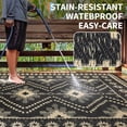thumbnail image 4 of Hasoo 8' x 10' Black/Brown Outdoor Rug for Patio Decor Waterproof Plastic Straw Modern Geometric Floral Carpet PP Tube Woven Portable Camping Mat for Picnic Balcony, 4 of 7