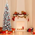 thumbnail image 2 of Topbuy 7.5ft Pencil Artificial Christmas Tree Snow Flocked Pencil Tree with Flexible Stand, 2 of 8