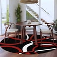 thumbnail image 4 of Round Area Rugs Collection 6 Ft, Red Geometric Non-Slip Residential Carpet, Vintage Abstract Stripes Aesthetic Art Indoor Crawling Mats Runner Rugs for Living Room/Dining Room/Bedroom, 4 of 8
