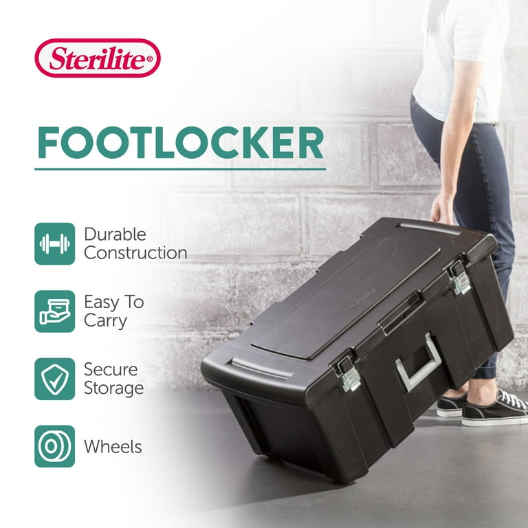 Sterilite, Footlocker Utility Storage Container, 4 Pack, Wheeled