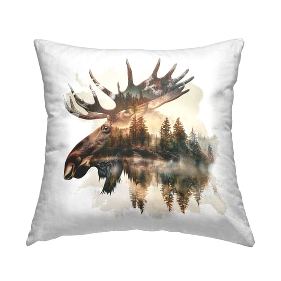 Stupell Industries Moose Antlers Silhouette Decorative Printed Throw Pillow Design by LSR Design Studio.